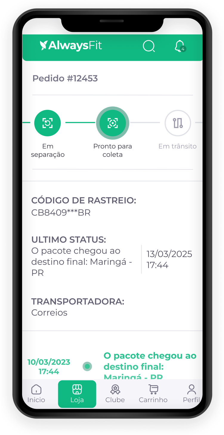 Telefone com aplicativo de rastreio Always Fit